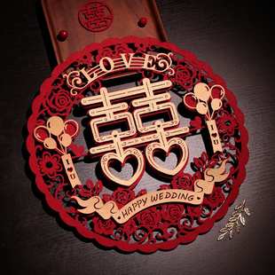 结婚喜字贴大门套装婚礼女方男方布置专用婚房装饰门贴用品大全