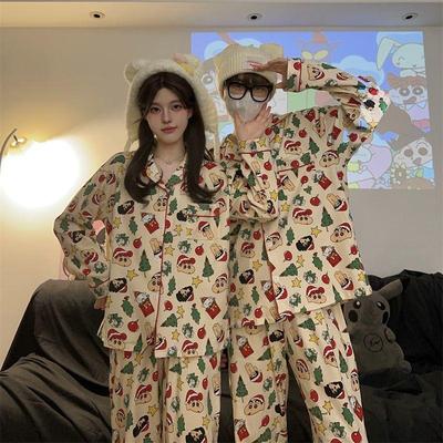 情侣睡衣加大码长袖男女春秋季蜡笔小新同款日系可爱卡通家居服