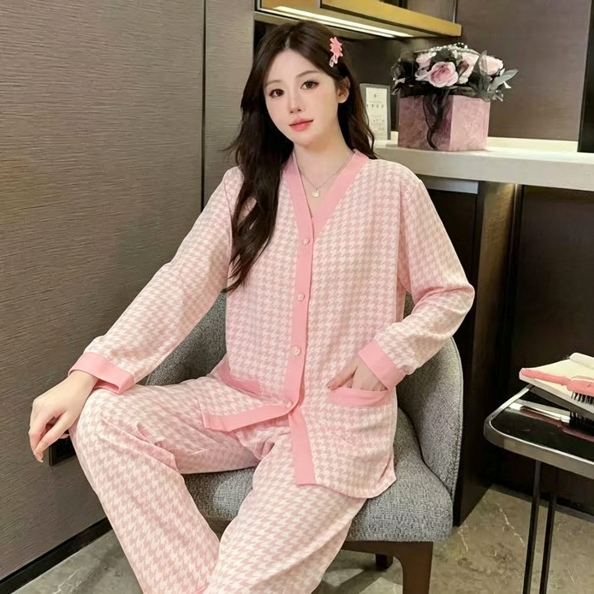 纯棉纱布薄款哺乳月子睡衣套装