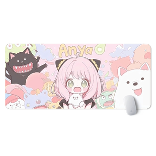 动漫阿尼亚鼠标垫大号女生工位电脑桌垫二次元电竞滑鼠垫家用定制