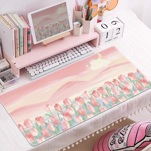 天然橡胶唯美油画小花鼠标垫女生