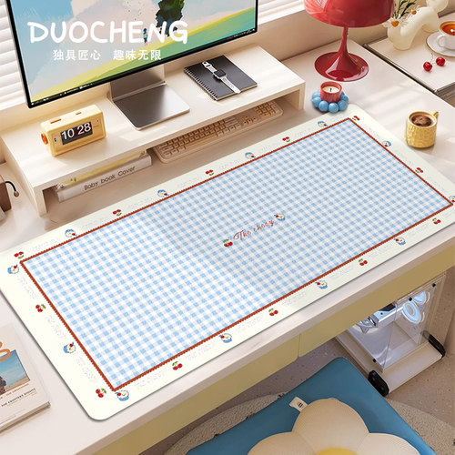 清新甜美格子鼠标垫皮革工位桌垫