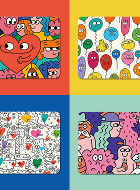 美式涂鸦鼠标垫小号护腕笔记本电脑办公桌垫小众复古漫画防滑鼠垫