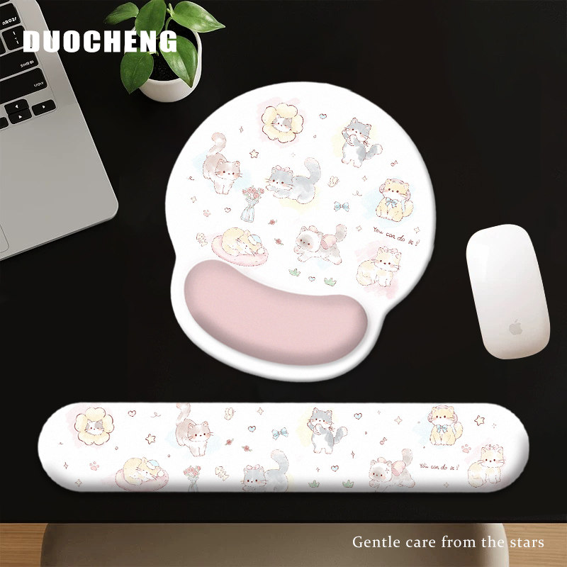 小清新猫咪鼠标垫护腕键盘手托