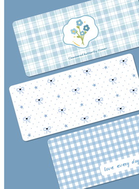 清新简约蓝色系鼠标垫防水pu电脑学习书桌垫工位键盘垫耐脏ins风