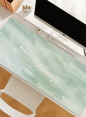 油画水彩鼠标垫桌垫女生超大号办公电脑桌面垫简约防水pu写字台垫