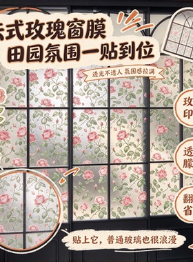 法式玫瑰厨房卫生间防窥静电贴