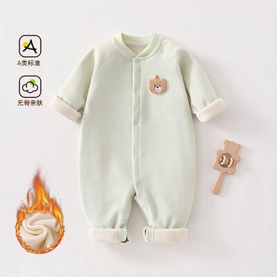宝宝秋冬连体衣婴儿加绒加厚哈衣男女小宝爬服新生儿无骨款外出服