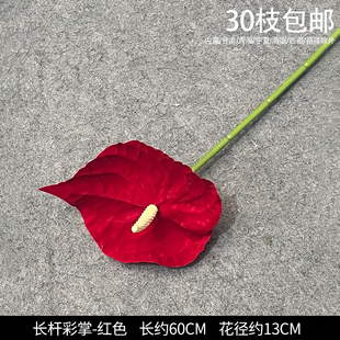 婚庆花材装饰红掌仿真花彩掌马蹄莲假花插花白掌绿掌家居摆设婚礼