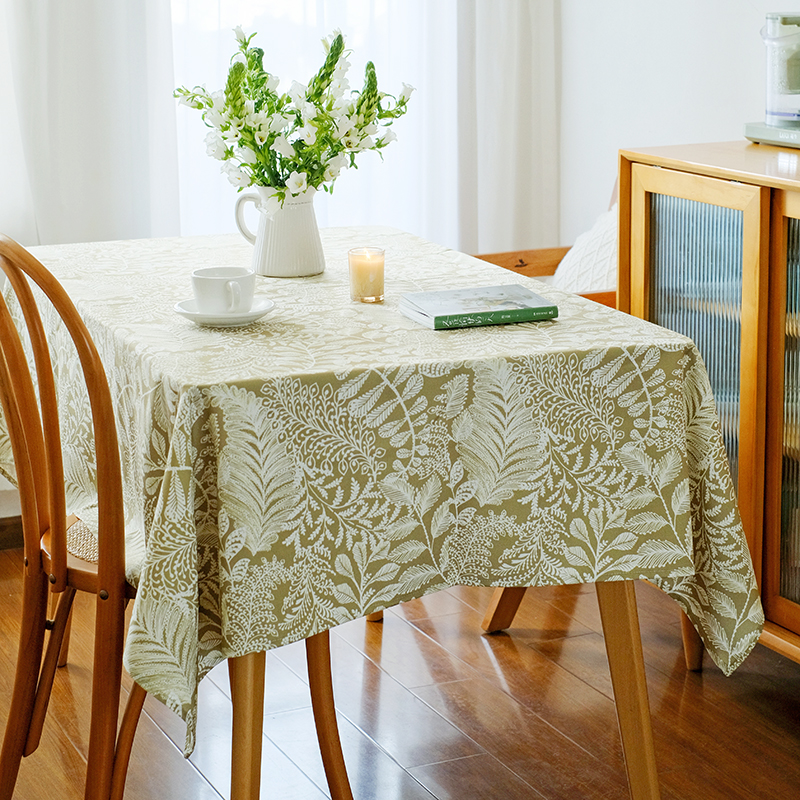 美式小清新防水防油桌布植物花卉ins复古布艺餐桌茶几台布高级感