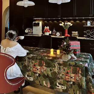 雨雾桌布森林绿法式轻奢高级感防水餐桌布艺加厚复古盖布茶几台布