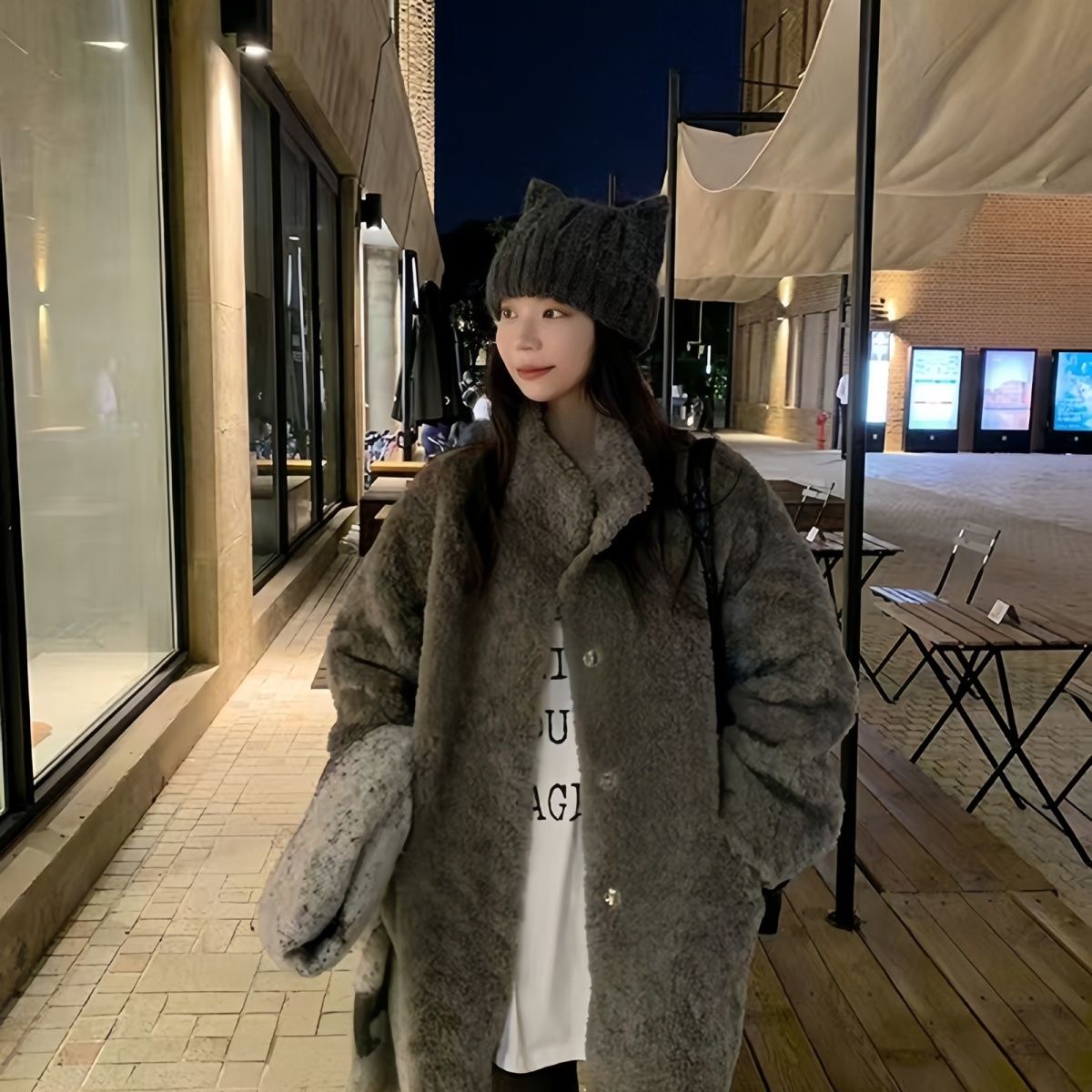 富人区COCO 皮草 冬季女装 小胡羊外套 皮毛一体羊毛绒
