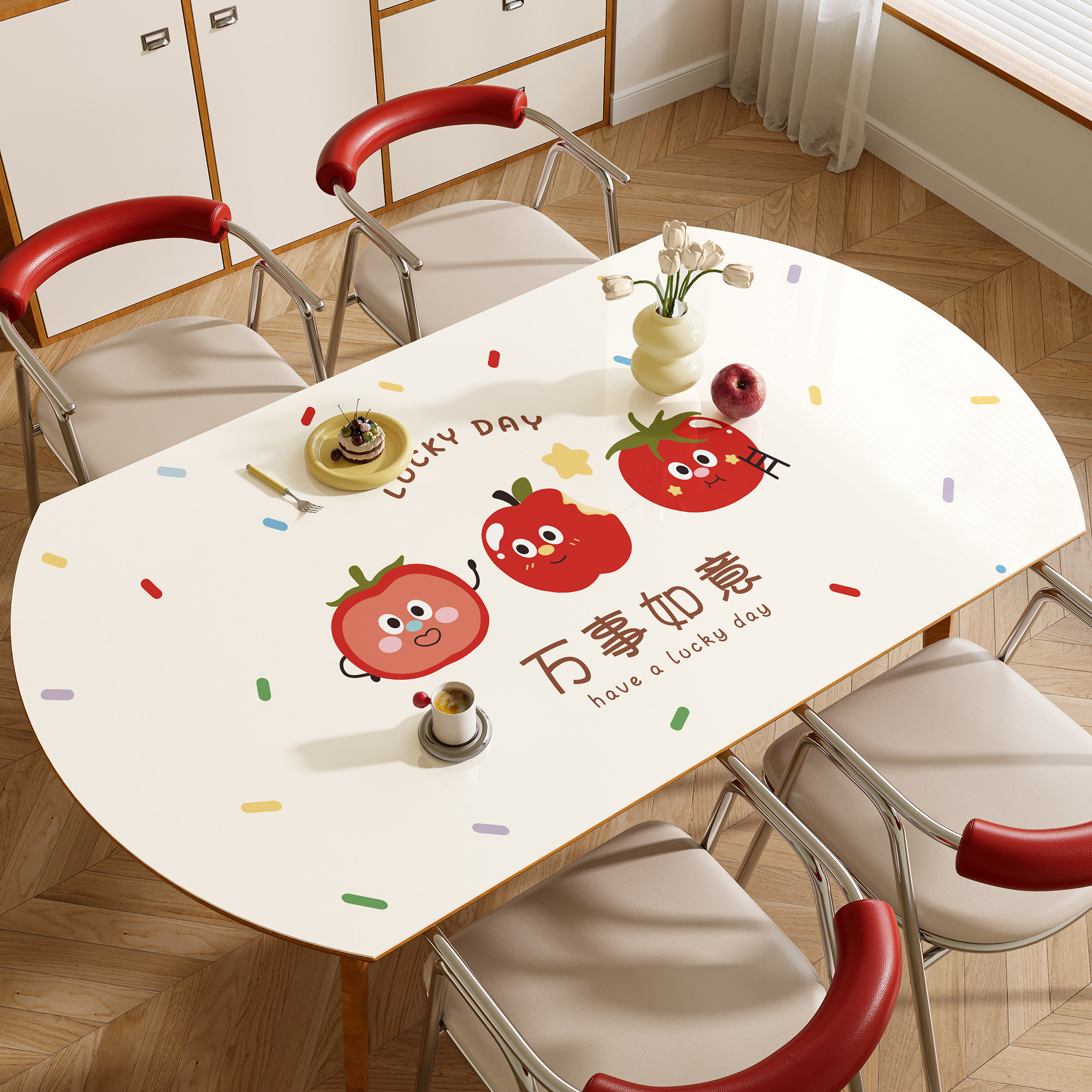 卡通新款PVC软玻璃椭圆形餐桌茶几布免洗防水防烫防油长方形桌垫,居家布艺,桌布,淘宝优惠券,粉丝福利购,淘宝优惠卷