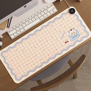 奶油风加热鼠标垫办公室超大发热暖桌垫冬天宿舍学生写字暖手垫子