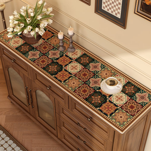美式复古电视柜台面保护垫餐边柜防水防油桌布玄关柜窗台鞋柜桌垫
