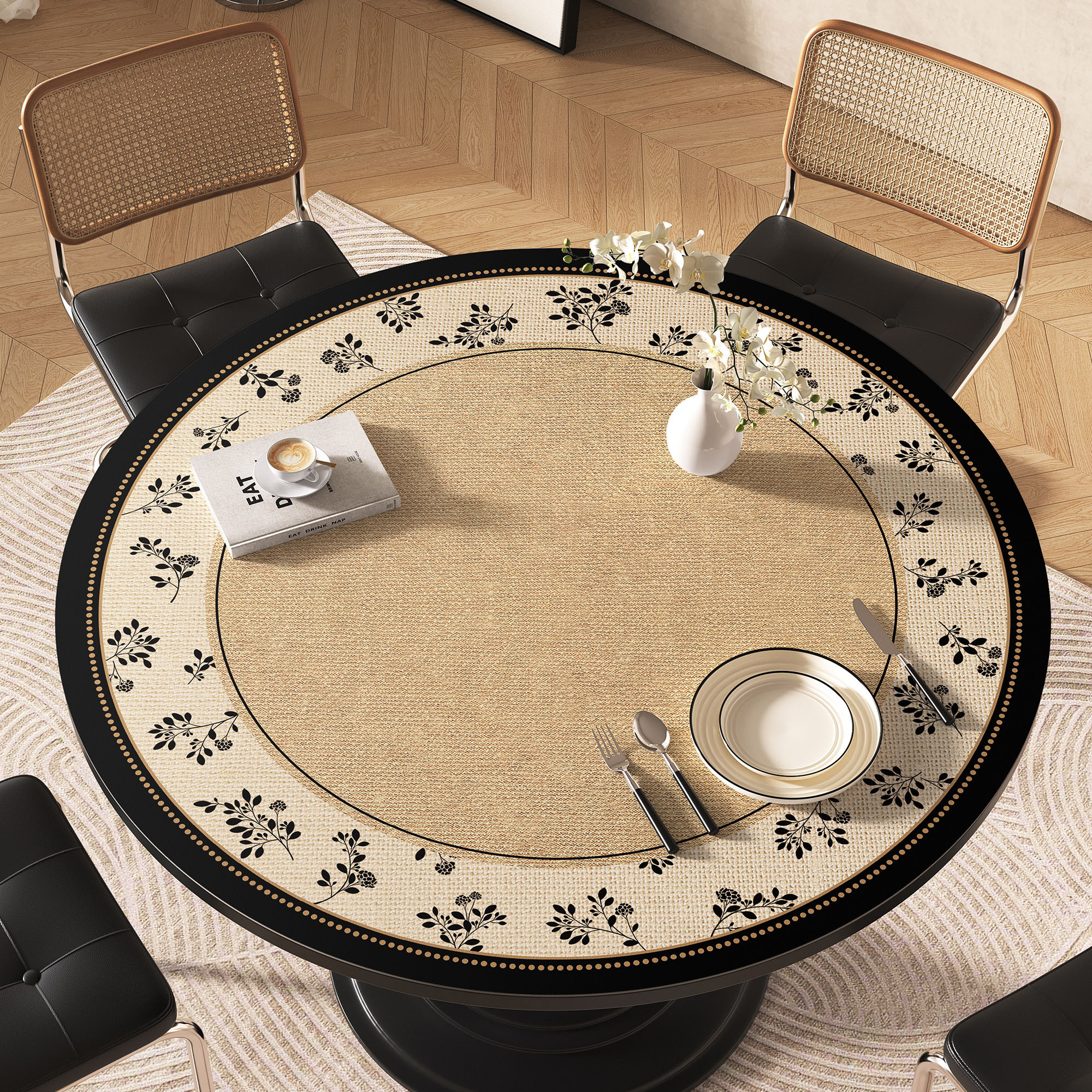 圆形餐桌垫防水防油免洗布家用圆形茶几垫子防烫隔热皮革圆桌桌布