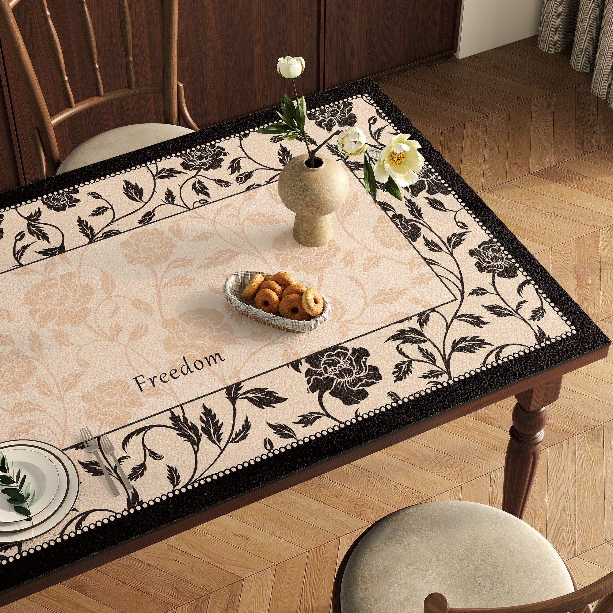 美式复古桌垫轻奢高级感茶几桌布防水防油防烫免洗餐桌桌面保护垫,居家布艺,桌布,淘宝优惠券,粉丝福利购,淘宝优惠卷