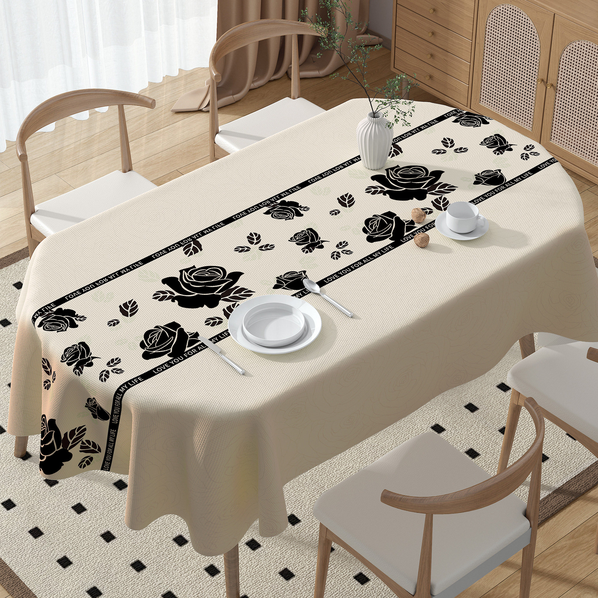 椭圆桌布防水防油防烫免洗轻奢高级感客厅椭圆台布餐桌布茶几桌布,居家布艺,桌布,淘宝优惠券,粉丝福利购,淘宝优惠卷