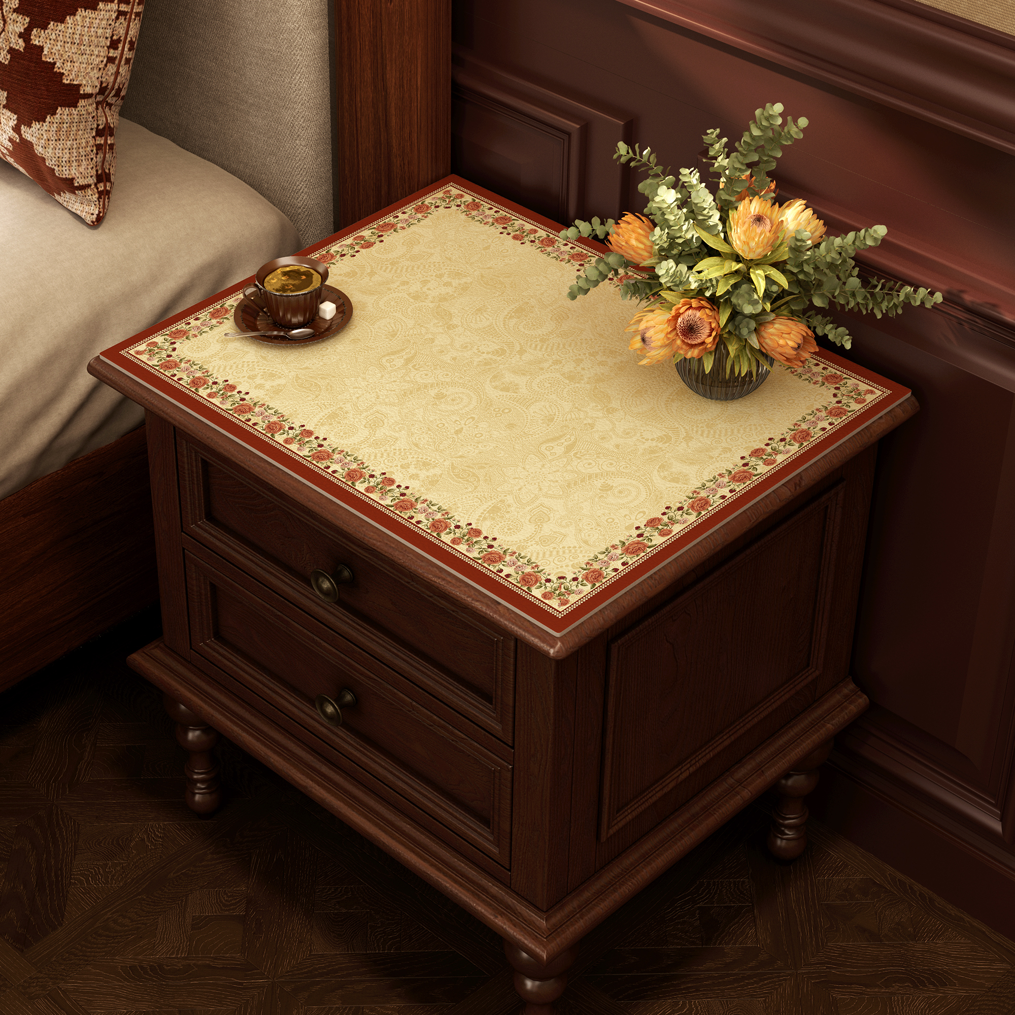 现代简约床头柜垫子防烫防水桌垫