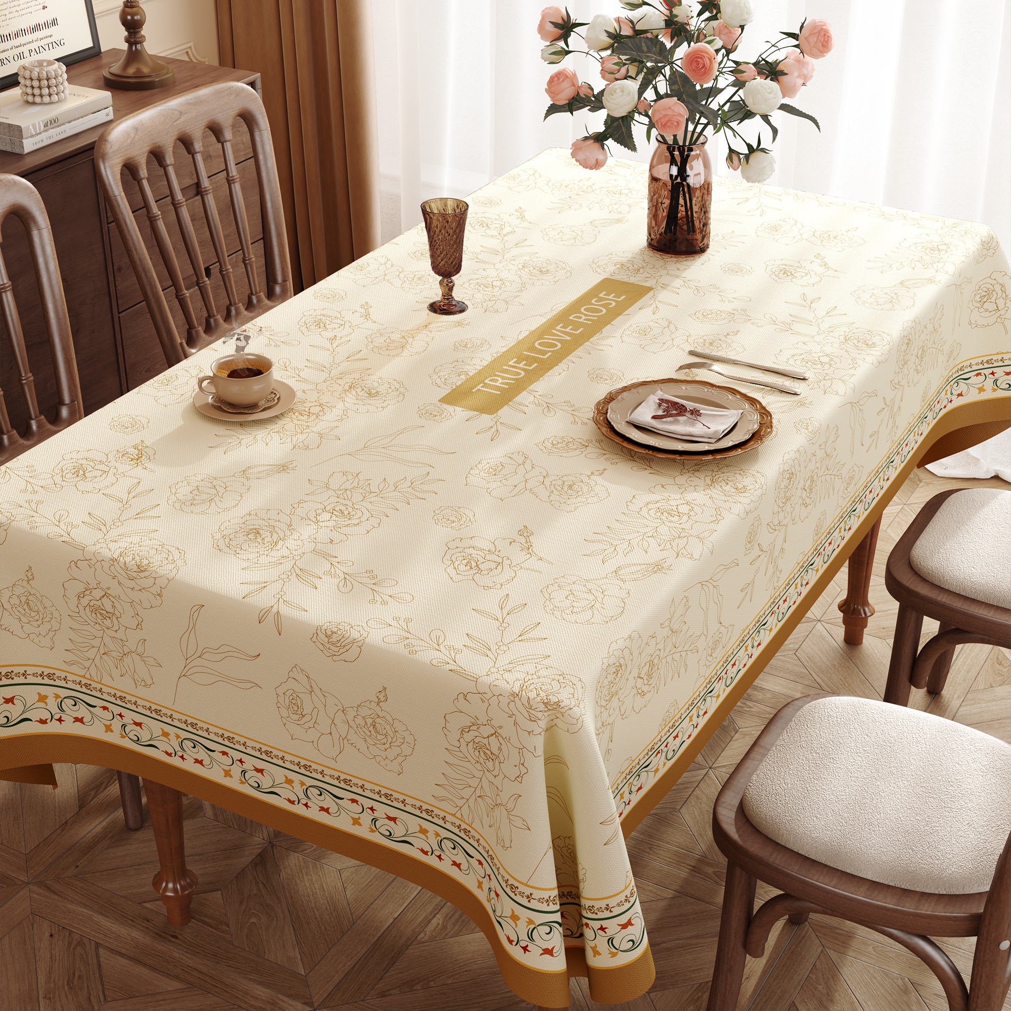 美式餐桌桌布防水防油免洗防烫pvc桌垫轻奢高级感茶几桌面保护垫