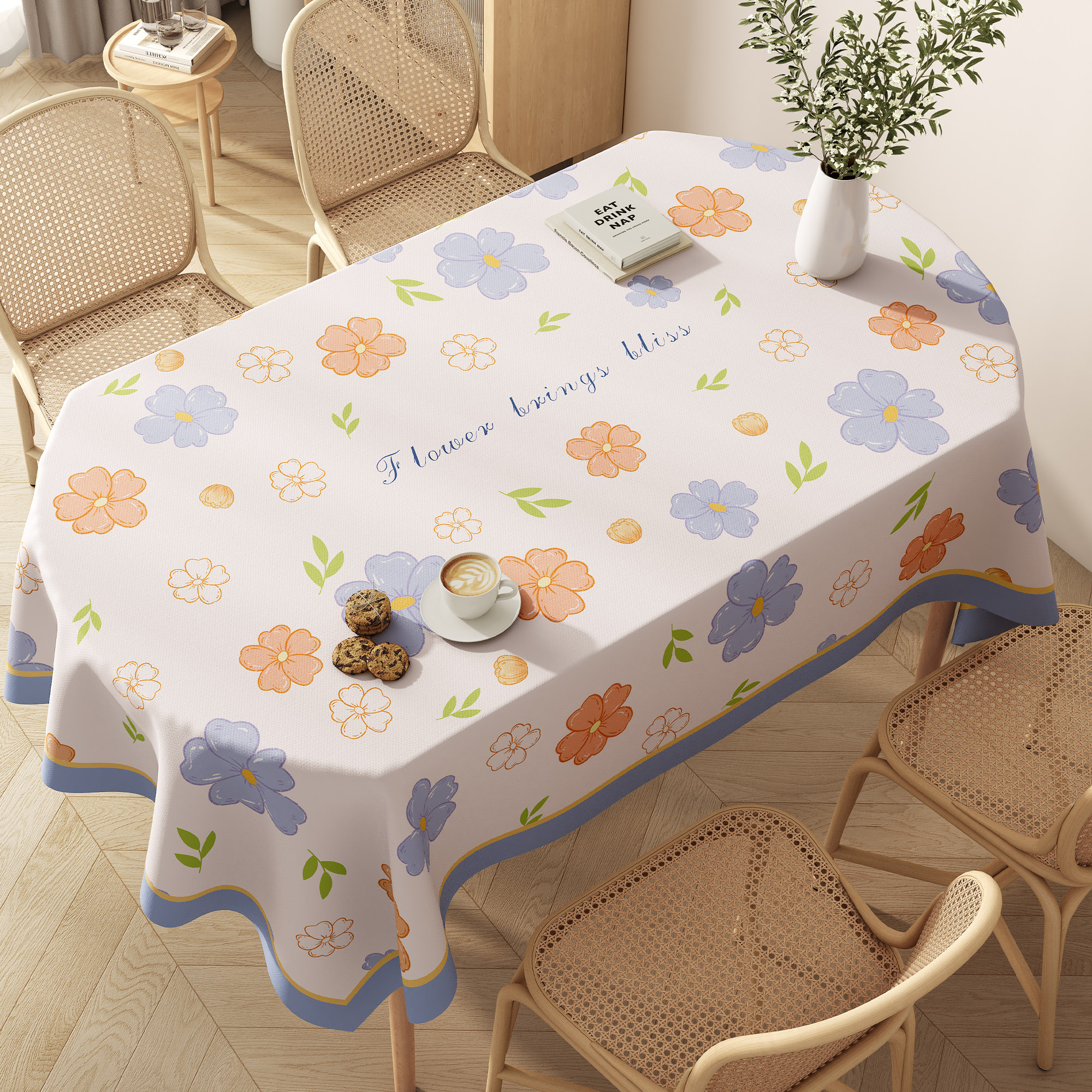 小清新椭圆形餐桌桌布防水防油隔热免洗PVC家用轻奢高级茶几台布,居家布艺,桌布,淘宝优惠券,粉丝福利购,淘宝优惠卷