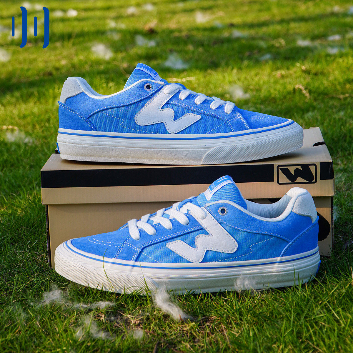 顽刻官方天蓝色春季校园风W系列帆布低帮男女国潮滑板鞋