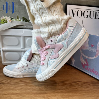 顽刻官方贝果蓝色豹纹BAKE春季休闲低帮W软底男女面包板鞋