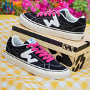 校园风W系列翻毛皮帆布拼接男女国潮滑板鞋 顽刻官方经典 黑白春季