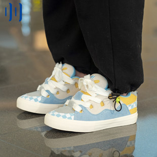 顽刻官方面包鞋 蓝白黄撞色拼接秋冬复古BAKE低帮男女国潮滑板鞋