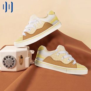 顽刻官方面包鞋 华夫饼黄棕米撞色拼接BAKE男女国潮滑板鞋