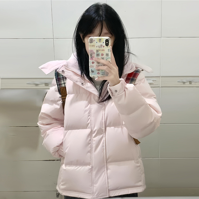反季清仓特价中戏羽绒服女白鸭绒短款加厚立领小个子情侣款面包服