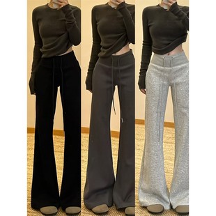 微喇运动裤 显瘦垂感马蹄喇叭卫裤 女秋季 高腰修身 2025新款 黑色美式