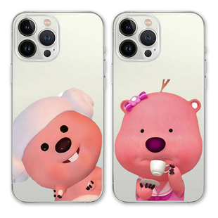 LOOPY粉色耗子可爱卡通动画适用新款苹果iPhone15Promax14透明软硅胶潮牌透黑壳恶搞小米荣耀oppo手机壳
