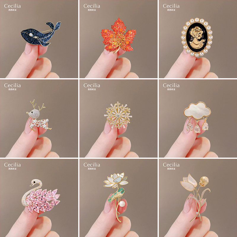 奢华高档旋转雪花胸针衣服配饰女