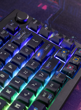 PIIFOX孤勇者太空主题透明透光PBT侧刻键帽热升华130键OEM键帽