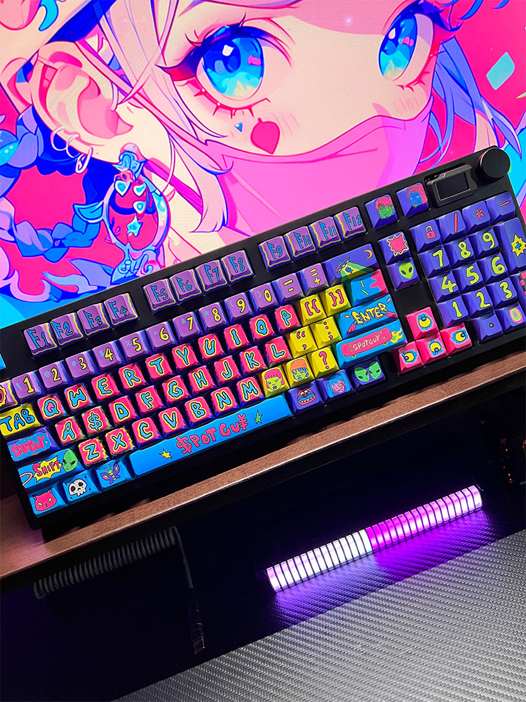 PIIFOX SPOTGUY 공동 브랜드 QUIET&COOL PBT 오리지널 키보드 키캡 5면 승화 146