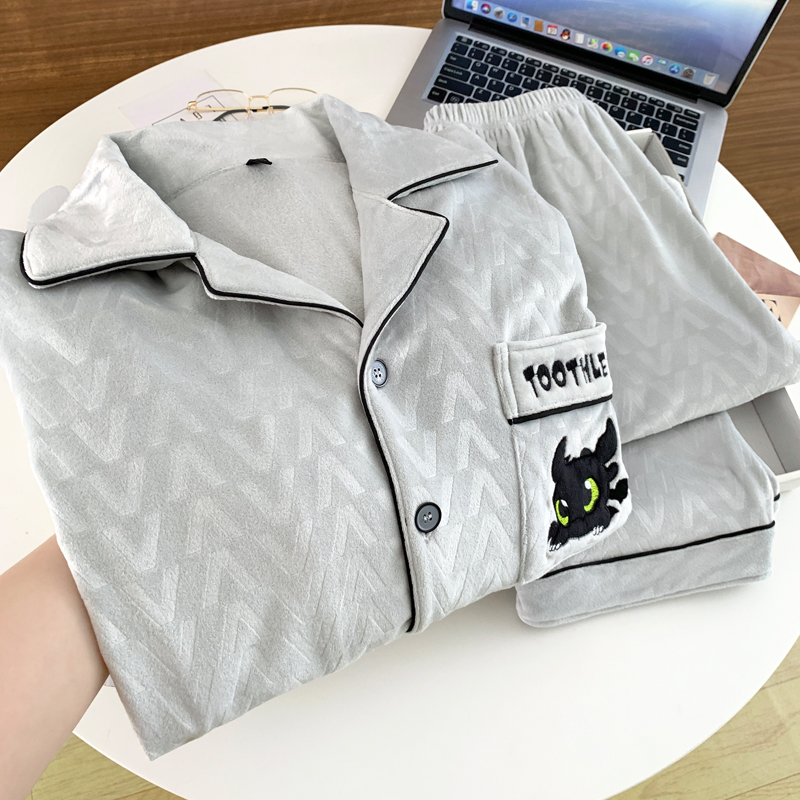 2025新款睡衣男士秋冬季海岛绒条纹长袖青少年大码保暖家居服套装