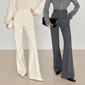 毛呢微喇裤 6202 加厚白色裤 子女秋冬修身 理想冬裤 360°修腿