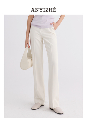 【气质直筒】通勤白色直筒职业西裤女黑色窄版阔腿休闲西装裤1002