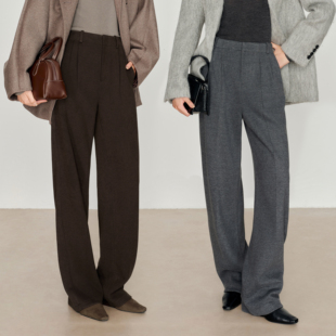 厚暖毛呢裤 时髦弯刀 子女加绒香蕉裤 休闲西装 6000 裤 理想冬裤