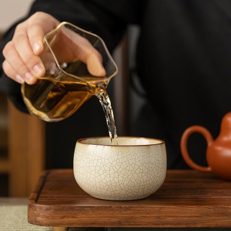 精选手工茶杯套装汝窑米黄主人杯单杯冰裂陶瓷茶具个人品茗杯小茶,餐饮具,茶杯,淘宝优惠券,粉丝福利购,淘宝优惠卷