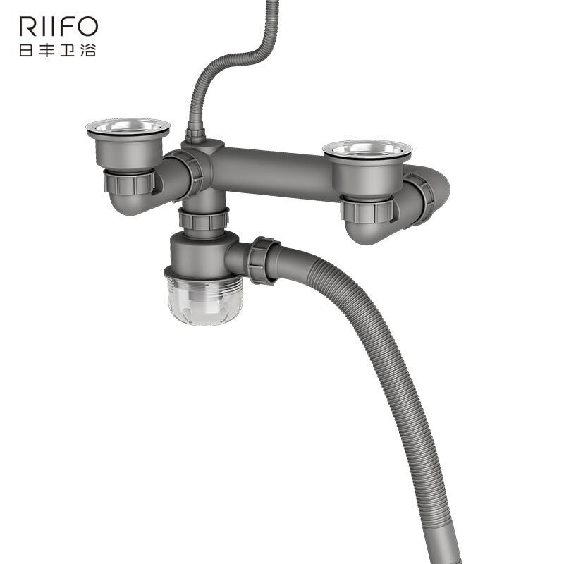 日丰洗菜盆下水管配件厨房下水管排水管双槽洗碗池下水器防臭通用