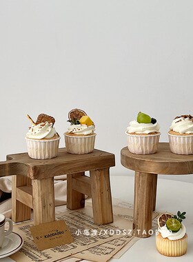 韩ins风蛋糕台甜品桌砧板托盘复古面包摆件家居装饰婚礼拍照道具