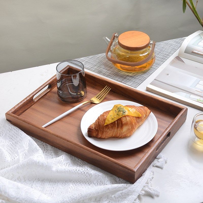 精选日式托盘长方形点心盘茶盘收纳家用放茶水杯盘敬茶果盘木质托,餐饮具,餐用托盘,淘宝优惠券,粉丝福利购,淘宝优惠卷