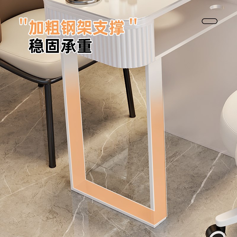美甲桌2025新款奶油风单人双人组合小桌子轻奢高级感多功能美甲台