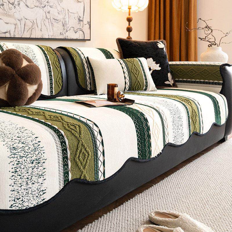 德国四季通用异形沙发垫新款防滑皮沙发坐垫直排一片式不规则盖布