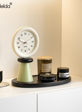 Mandelda家居客厅创意时钟玄关托盘收纳摆件电视柜座钟桌面装饰品
