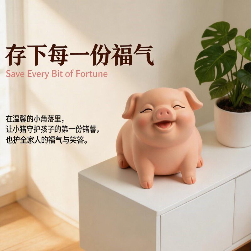 可爱小猪储蓄罐儿童存钱罐粉色招财桌面摆件家用男女孩生日礼物