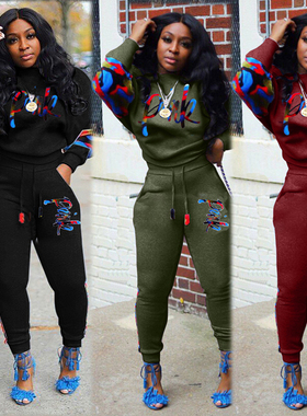 Women's jogging suit two-piece sports suit慢跑两件套运动套装