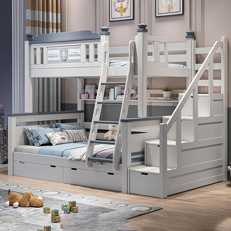 全实木上下铺双人床小户型子母床儿童高低床樱桃木分体两层上下床